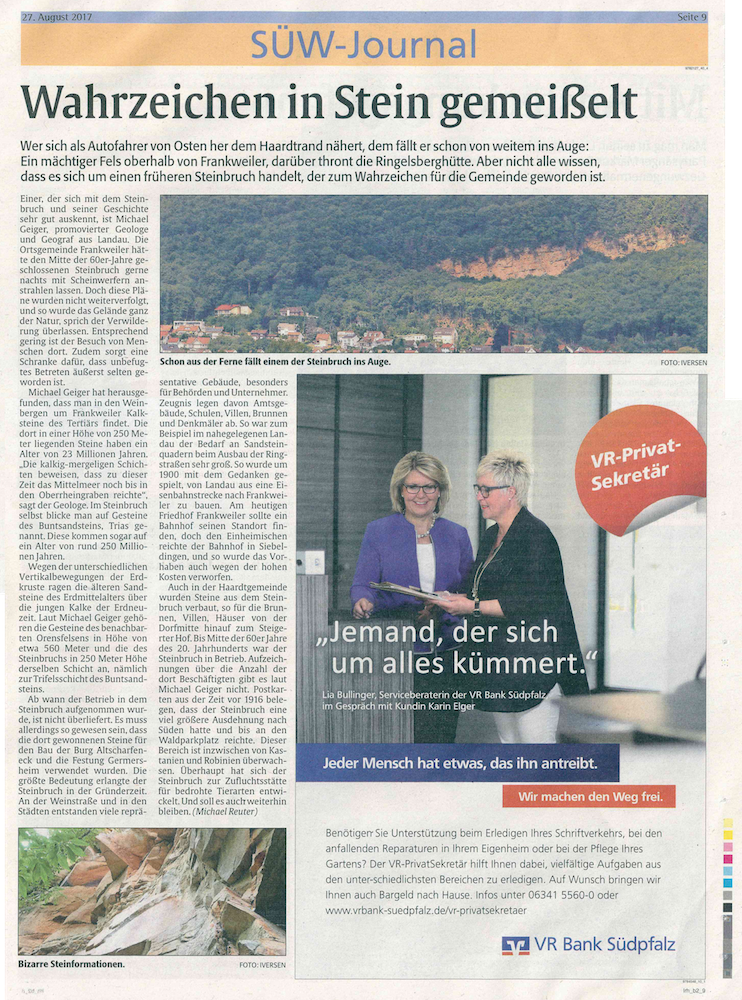 SÜW-Journal - Steinbruch Wahrzeichen in Stein gemeißelt